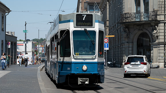 Tram in downtown Zurich