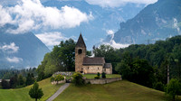 Small church and cemetery from the Glacier Express train
