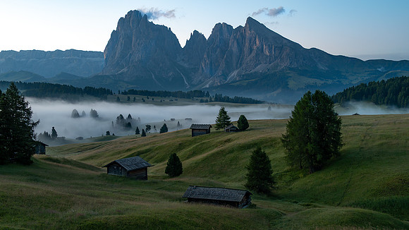 Early morning fog at Alpe Di Siusi