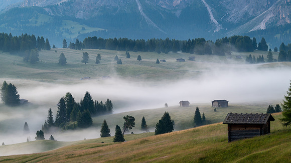 Early morning fog at Alpe Di Siusi