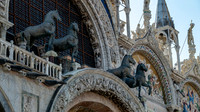 replicas of the original four horses on top of St. Mark's Basilica