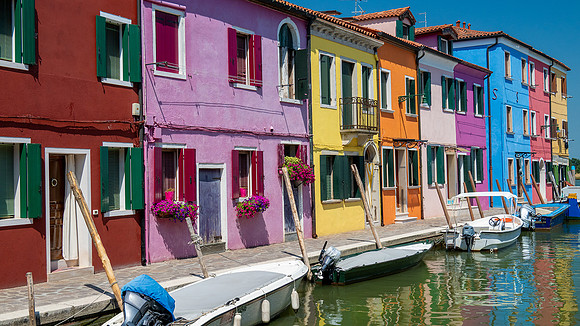 House exteriors in Burano, Italy