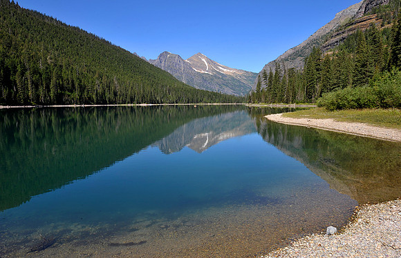Heaven's Peak reflecting in Avalanche Lake