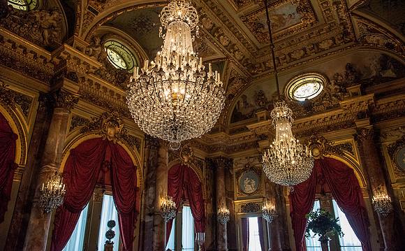Chandeliers inside the Breakers