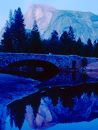 Half dome sunset from bridge