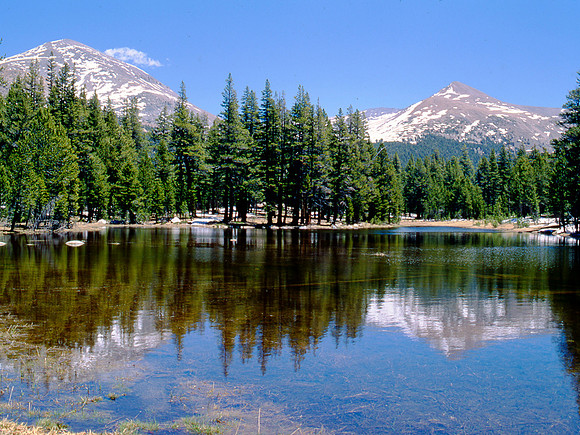 Lake Tenaya with partial ice covering