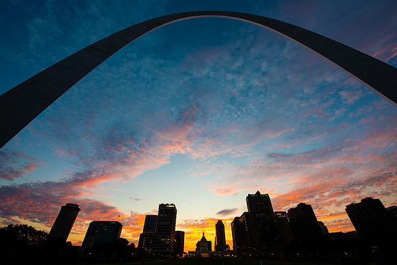 Gateway arch at sunset