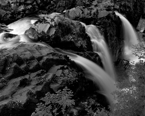 Sol Duc Falls in black and white
